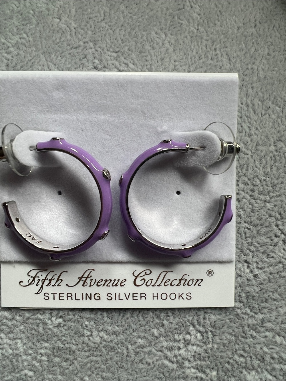 Fifth Avenue Collection Lavender Enamel Hoop Earrings